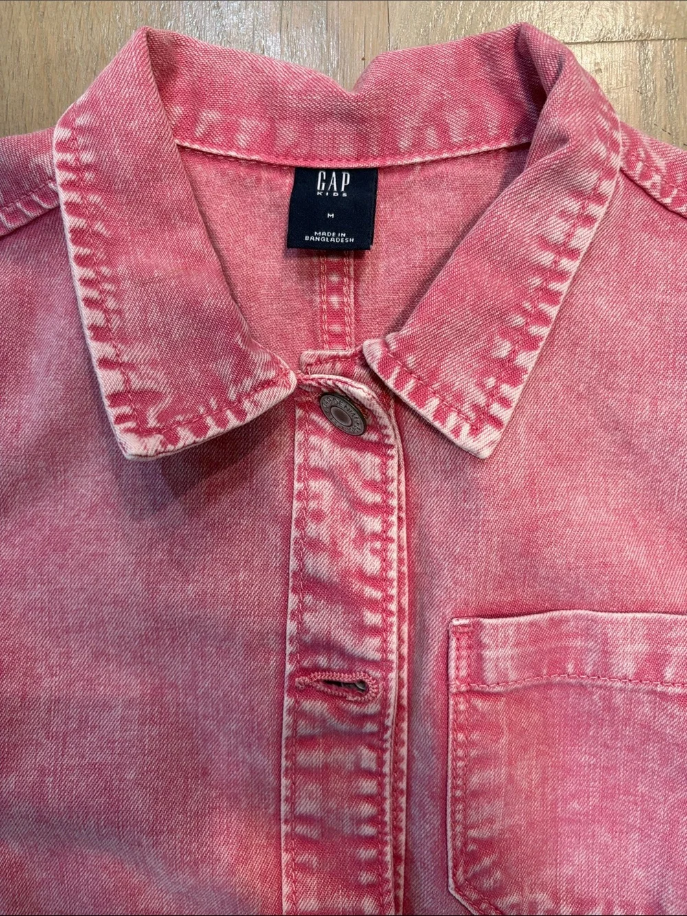 GAP Pink Washed Denim Button-Front Dress. NWT. Size M (8)